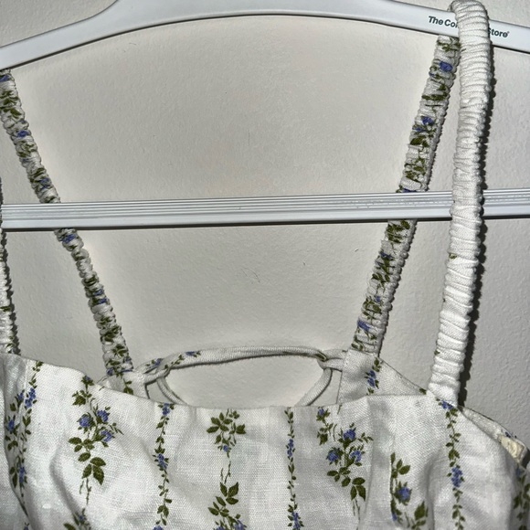 Reformation Barton Top, Sz0, White / Green Floral Corset Lace Ruffle Hem - Picture 14 of 15